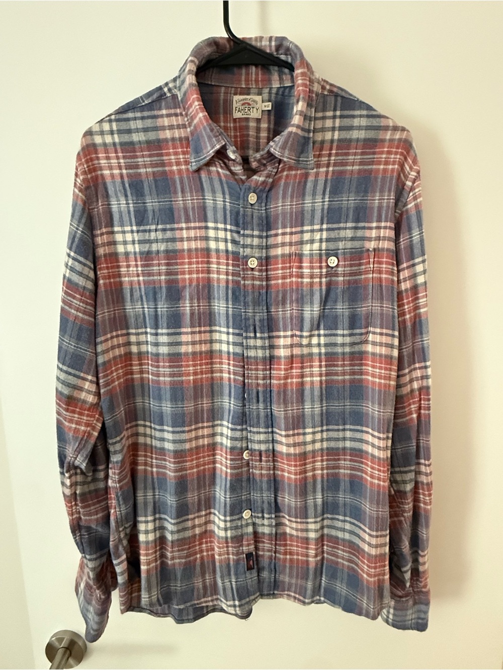 Faherty Red, Blue & White Plaid Casual Button-Down